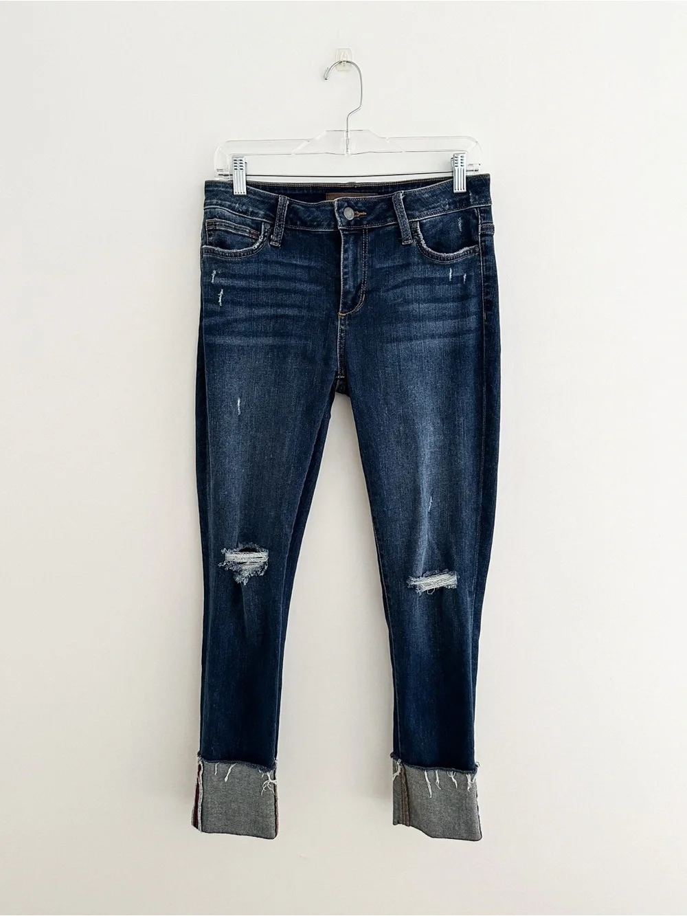 Joe's Jeans Mid Rise Skinny Jeans Cuffed Distressed Stretch Denim Size 29